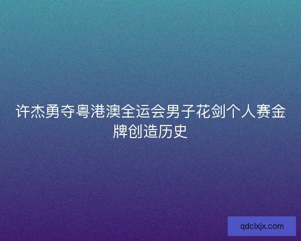 许杰勇夺粤港澳全运会男子花剑个人赛金牌创造历史 许杰勇夺粤港澳全运会男子花剑个人赛金牌创造历史