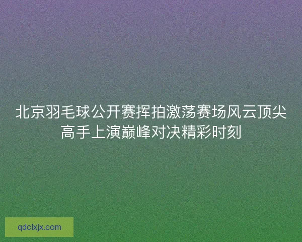 北京羽毛球公开赛挥拍激荡赛场风云顶尖高手上演巅峰对决精彩时刻