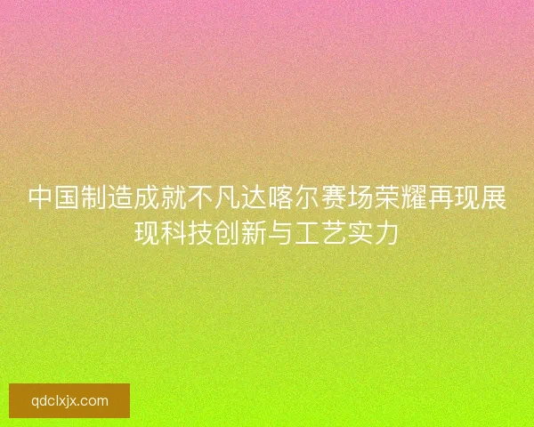 中国制造成就不凡达喀尔赛场荣耀再现展现科技创新与工艺实力 中国制造成就不凡达喀尔赛场荣耀再现展现科技创新与工艺实力